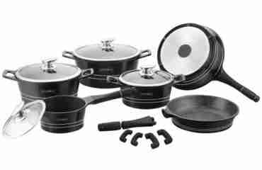 Set batteria Royalty Line in pietra lavica no-stick antiaderente 14 pezzi