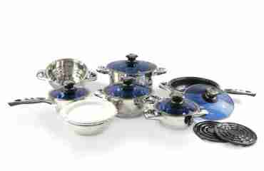 Set di pentole in acciaio inox Royal Swiss con coperchio in vetro – 16pz