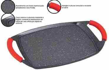 Royalty Line - RL-BTG47M - Piastra Grill Rivestimento Antiaderente impugnature smontabili in Silicone induzione 47 cm