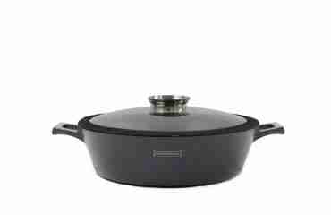 Royalty Line Pentola bassa da 40 cm in alluminio pressofuso in marmo con coperchio per aromi