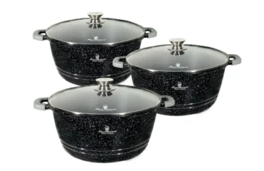 Newmann NM-3SM2 - Set di pentole in acciaio inox da 12 pezzi, per tutti i piani cottura, design elegante e cottura uniforme